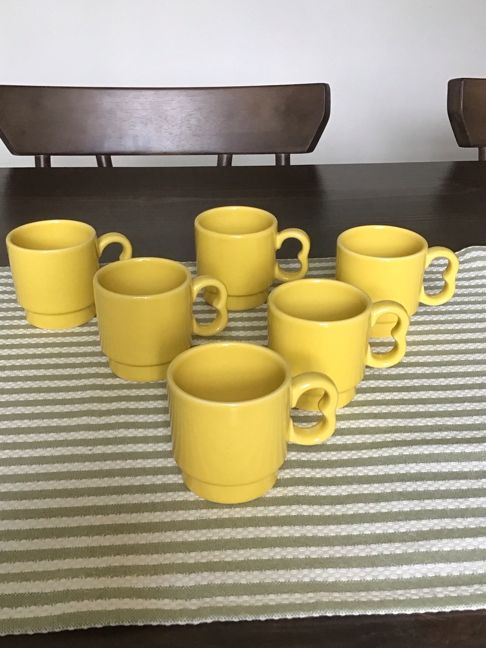 Vintage Homer Laughlin Mugs Set of 6 Yellow Stackable